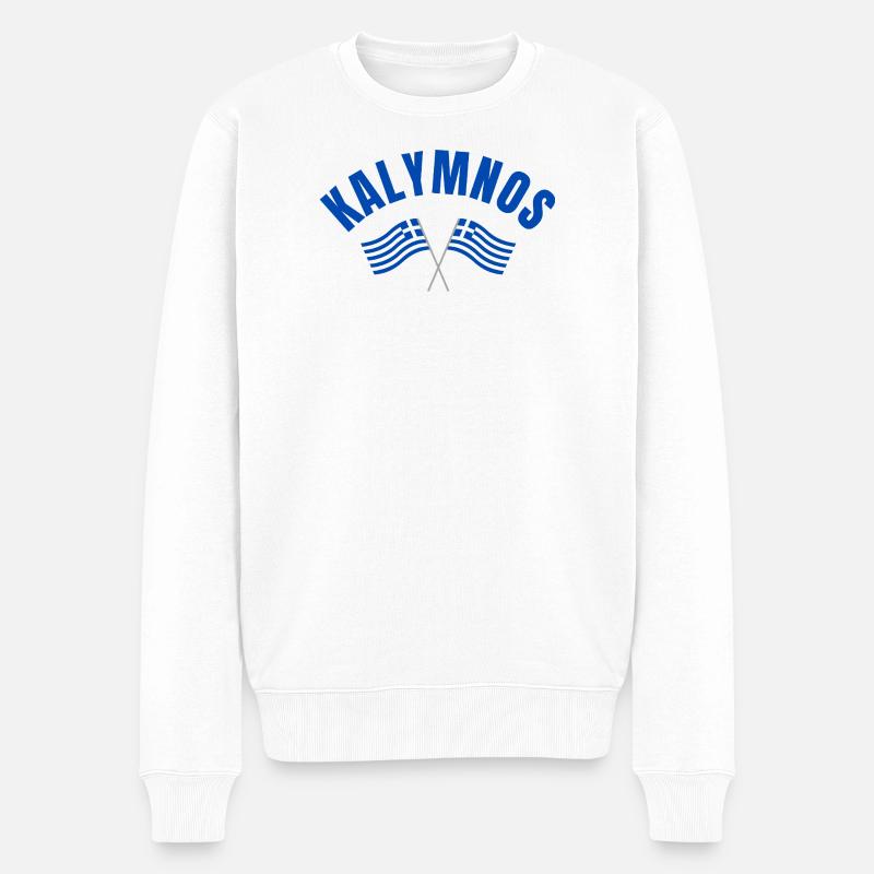 Kalymnos Griechische Flaggen - Männer Premium Bio Pullover - Weiß