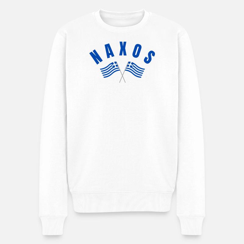 Naxos Griechische Flaggen - Männer Premium Bio Pullover - Weiß