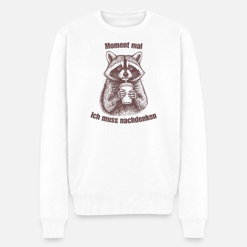 Waschbär Moment mal - ich muss nachdenken - Männer Premium Bio Pullover - Weiß