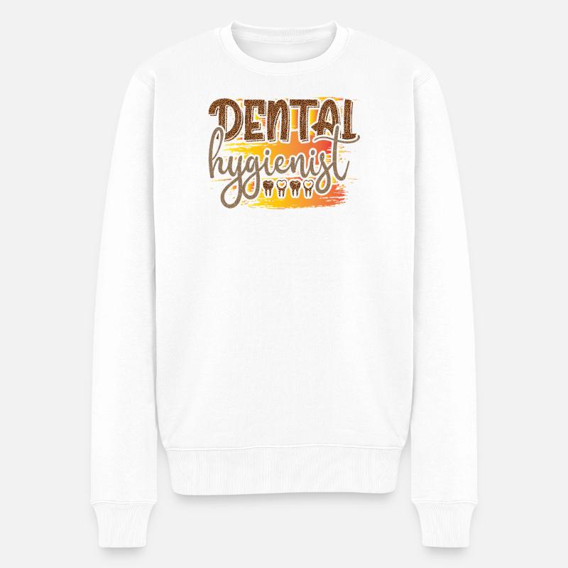 Leopard Hygienist Sunset Script - Männer Premium Bio Pullover - Weiß