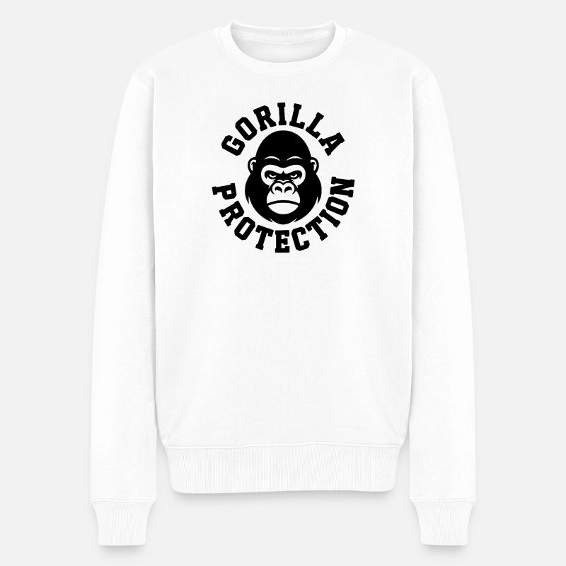 Gorilla-Schutz: Silberrücken-Wächter-Abzeichen - Männer Premium Bio Pullover - Weiß