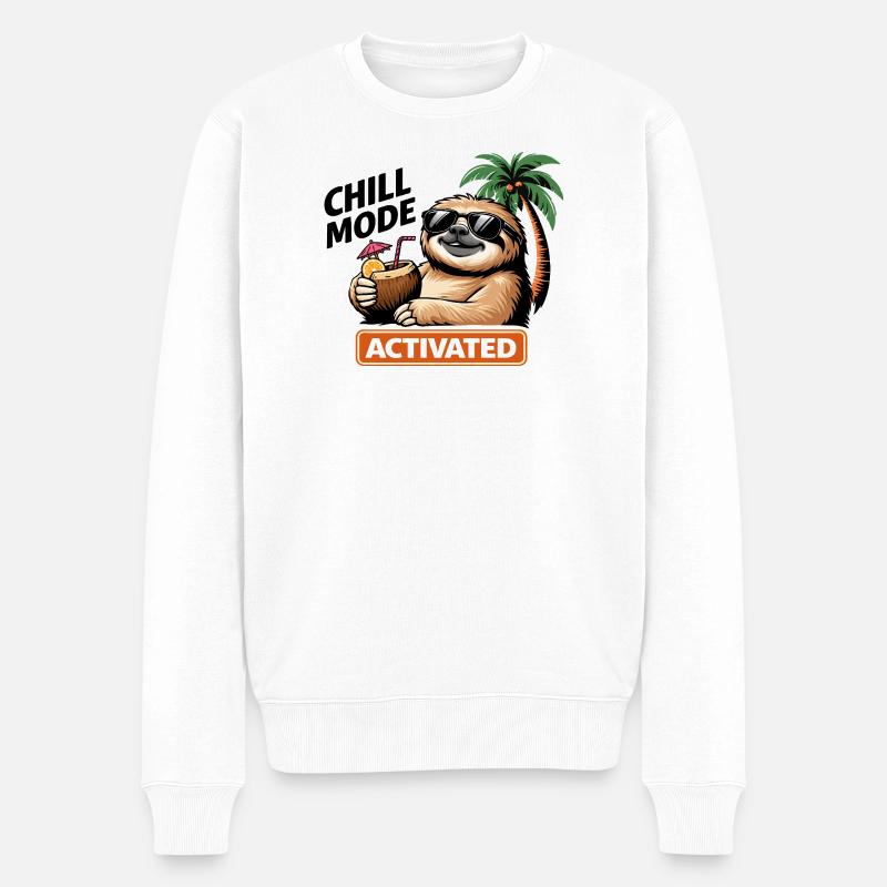 Tropische Faultier-aktivierte Vibes - Männer Premium Bio Pullover - Weiß