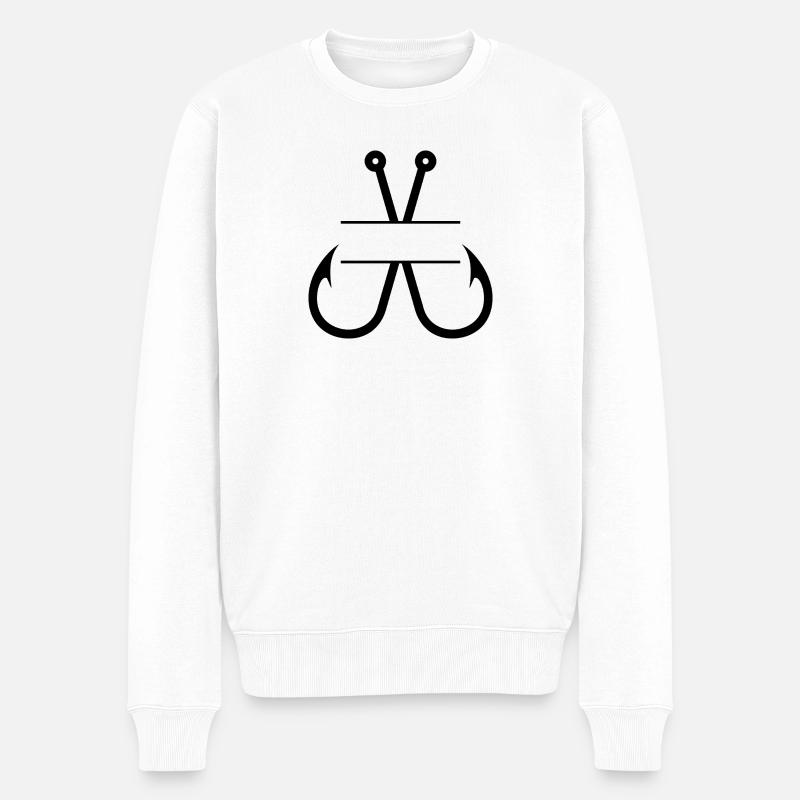 Fischhaken-Name Monogramm - Männer Premium Bio Pullover - Weiß