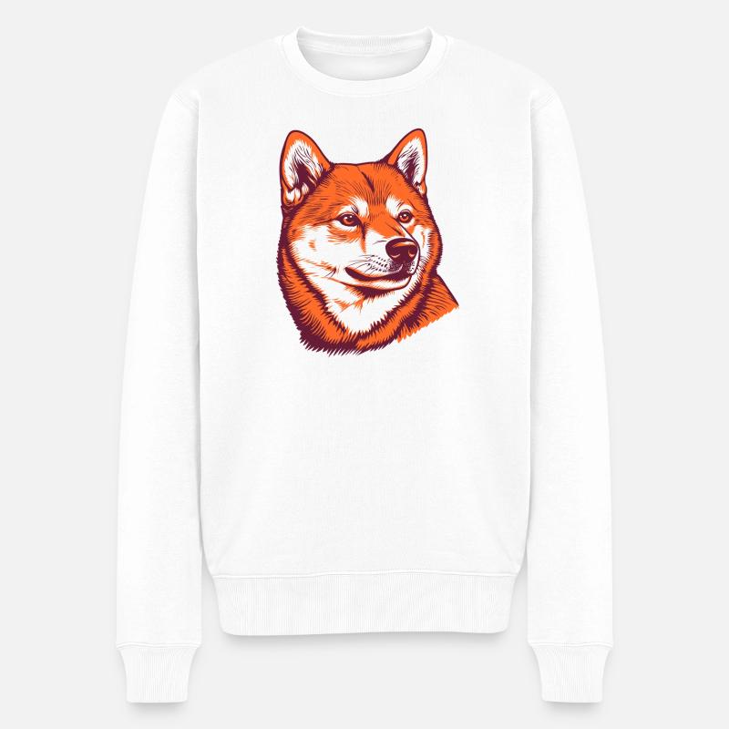 Shiba Inu Portrait - Männer Premium Bio Pullover - Weiß