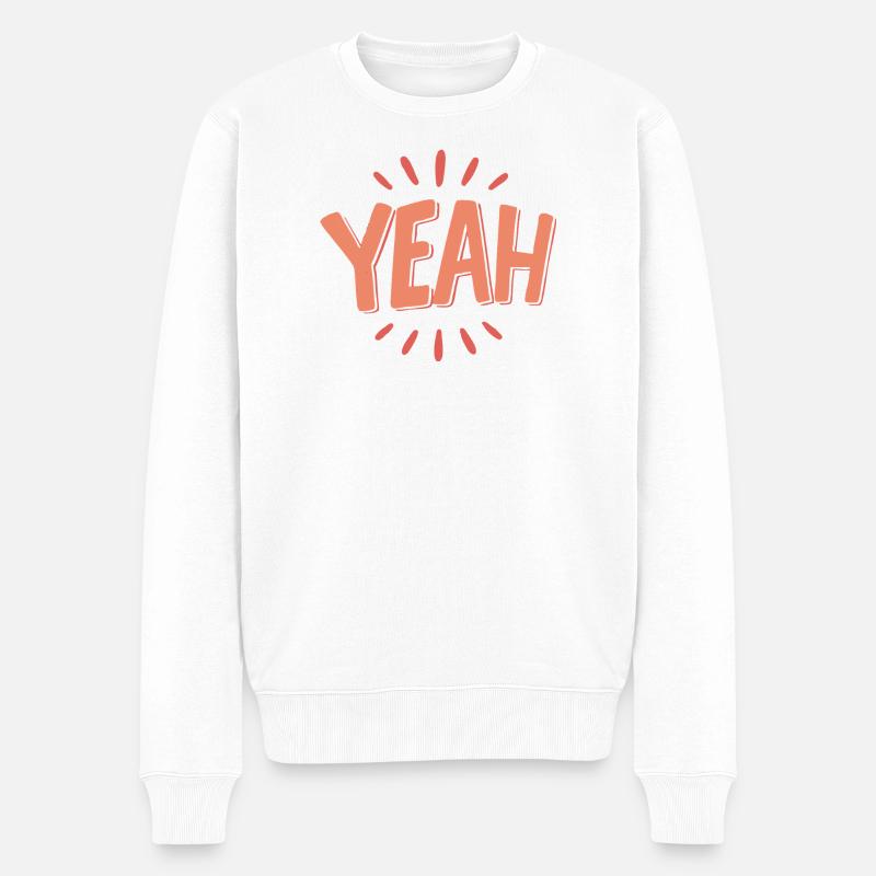 YEAH Peach  - Männer Premium Bio Pullover - Weiß