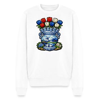 Delft Vase Tulips and Windmill - Men's Premium Organic Jumper - white - Front - Thijin (182cm)