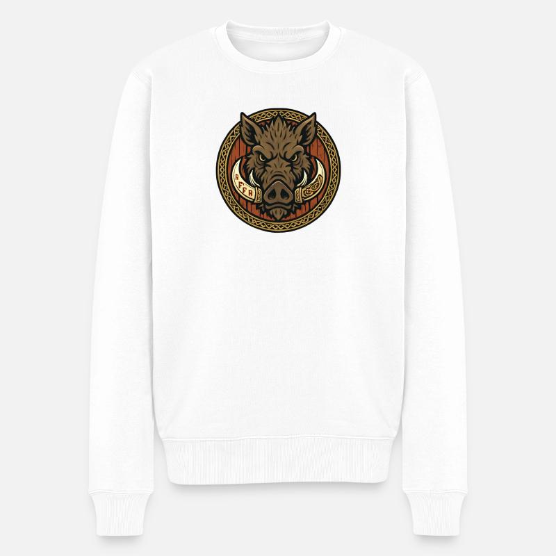 Emblème du sanglier viking - Pull Premium bio Homme - blanc
