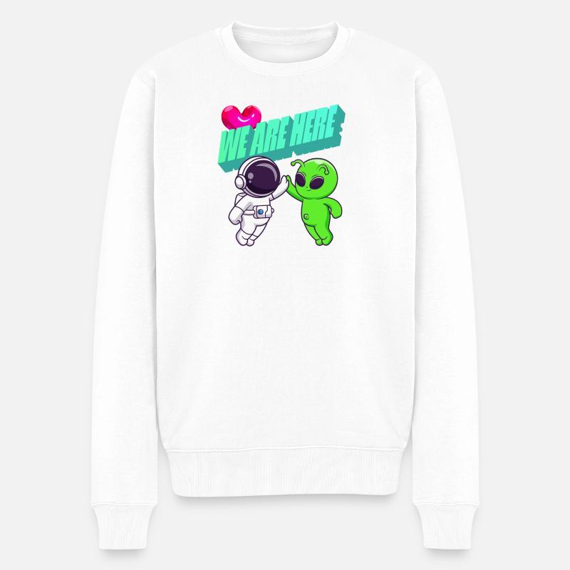 We Are Here - Série animée Alien - Pull Premium bio Homme - blanc