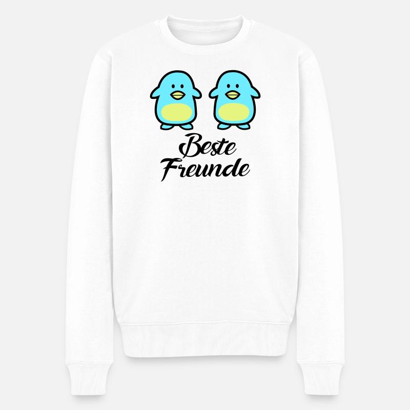 Pinguine Beste Freunde - Männer Premium Bio Pullover - Weiß