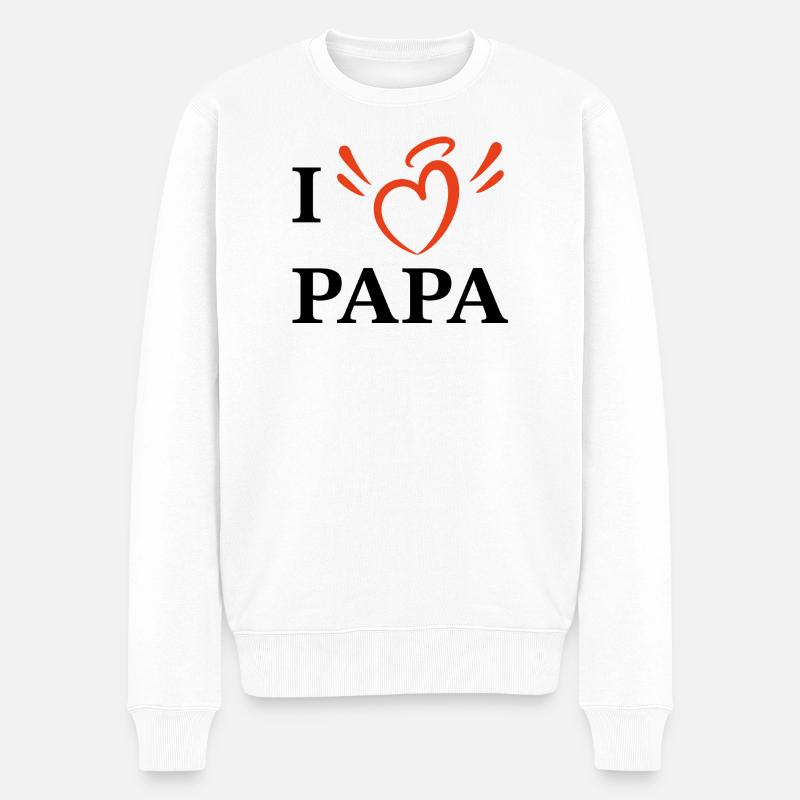 Ich liebe Papa - Männer Premium Bio Pullover - Weiß