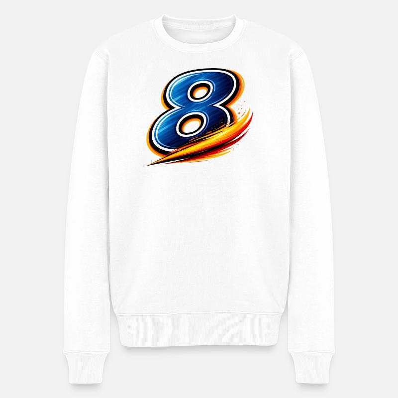 Nummer 8 Fußball Shirt Mittelfeld Allrounder - Männer Premium Bio Pullover - Weiß