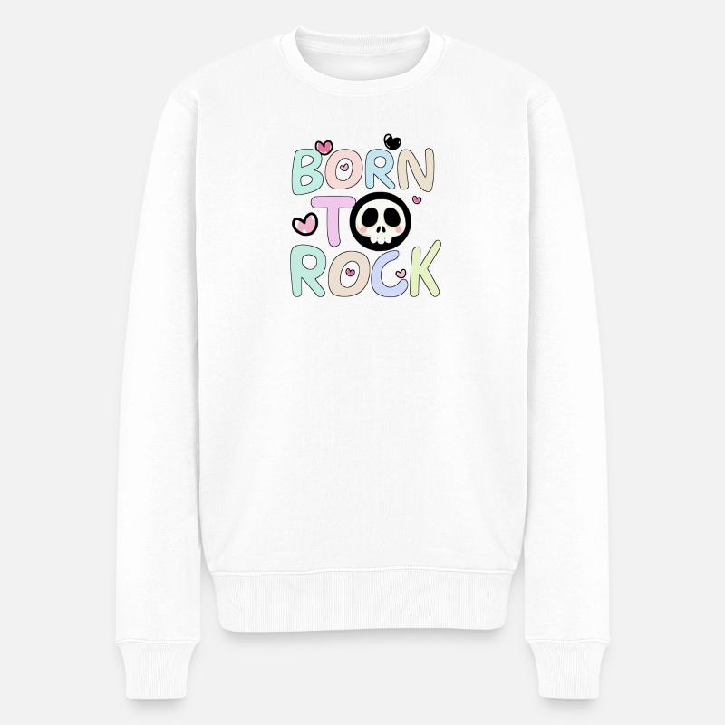 Born To Rock Rainbow - Männer Premium Bio Pullover - Weiß