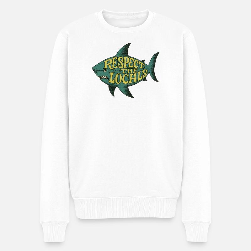 Respectez les locaux Fish Tee - Pull Premium bio Homme - blanc