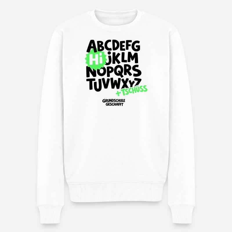 Grundschule Abschluss Shirt ABC - Männer Premium Bio Pullover - Weiß