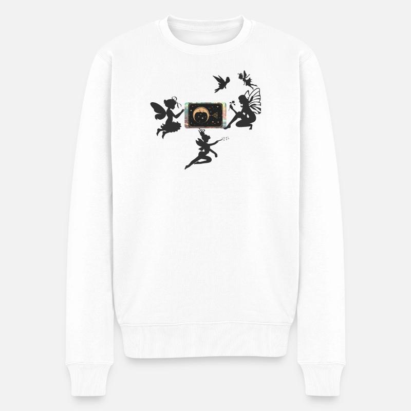 Croissant de Lune avec des étoiles - Pull Premium bio Homme - blanc