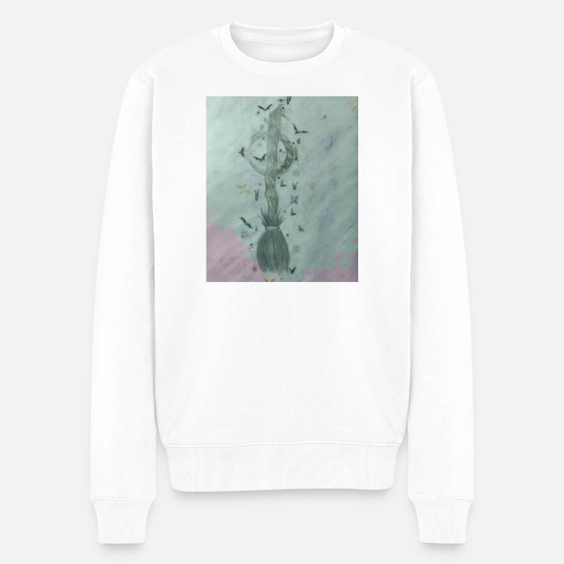 Magischer Zauberstab und Spirale - Männer Premium Bio Pullover - Weiß