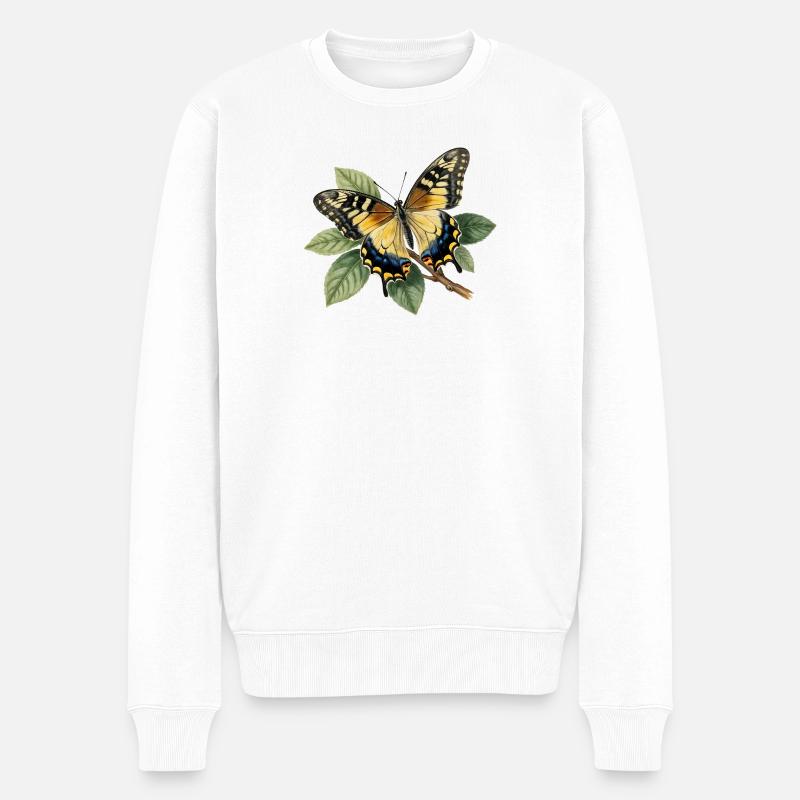 Schwalbenschwanz oder Große Haarsträhne, Papilio machaon - Männer Premium Bio Pullover - Weiß