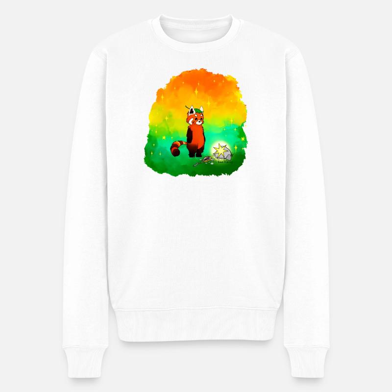 Stern-Sucher Rote Panda - Männer Premium Bio Pullover - Weiß