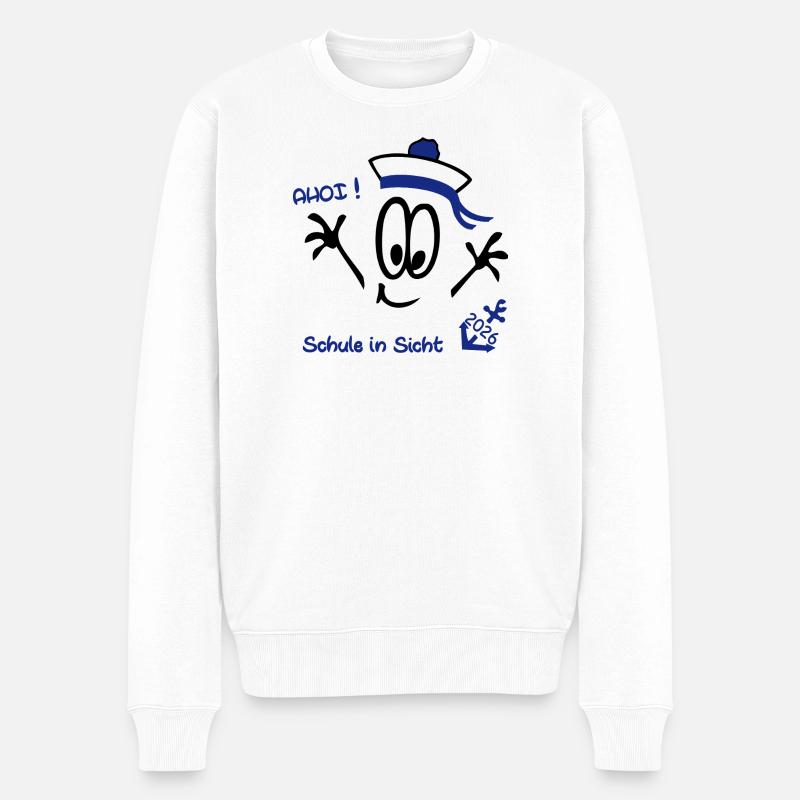 Ahoi Schulstart  - Männer Premium Bio Pullover - Weiß