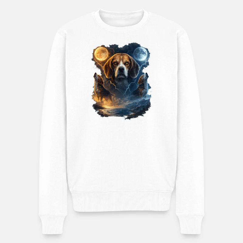 Mondbeagle Nachtzauber Beagle - Männer Premium Bio Pullover - Weiß