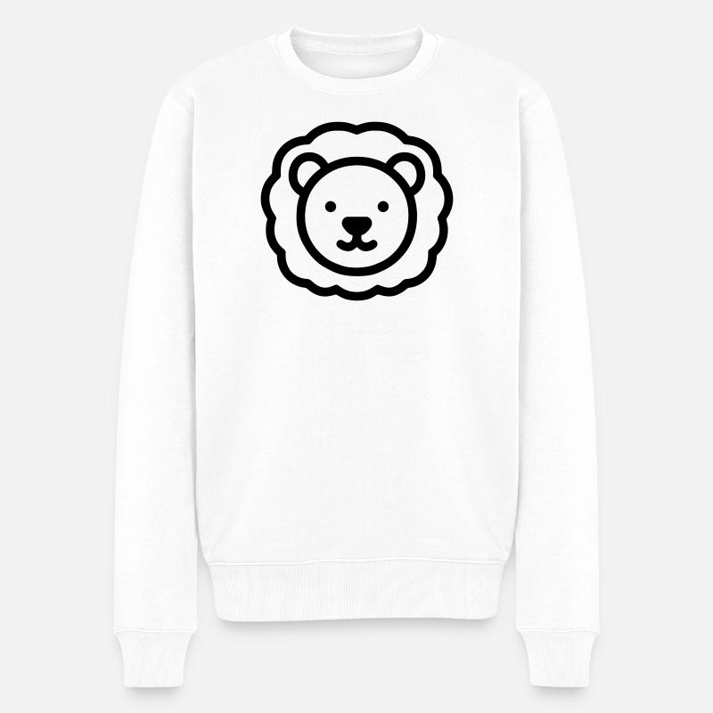 Löwe - Männer Premium Bio Pullover - Weiß