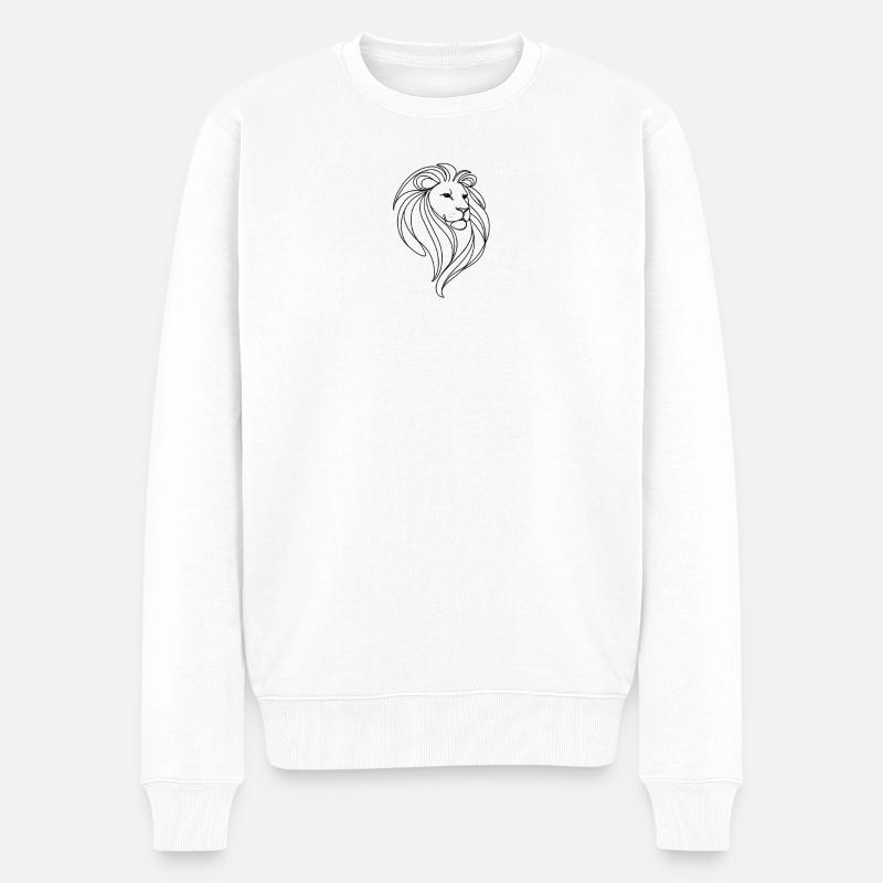 Löwe - Männer Premium Bio Pullover - Weiß