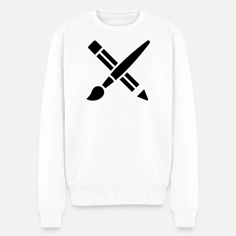 Pinsel, Bleistift, Basteln, Kunst Symbol - Männer Premium Bio Pullover - Weiß