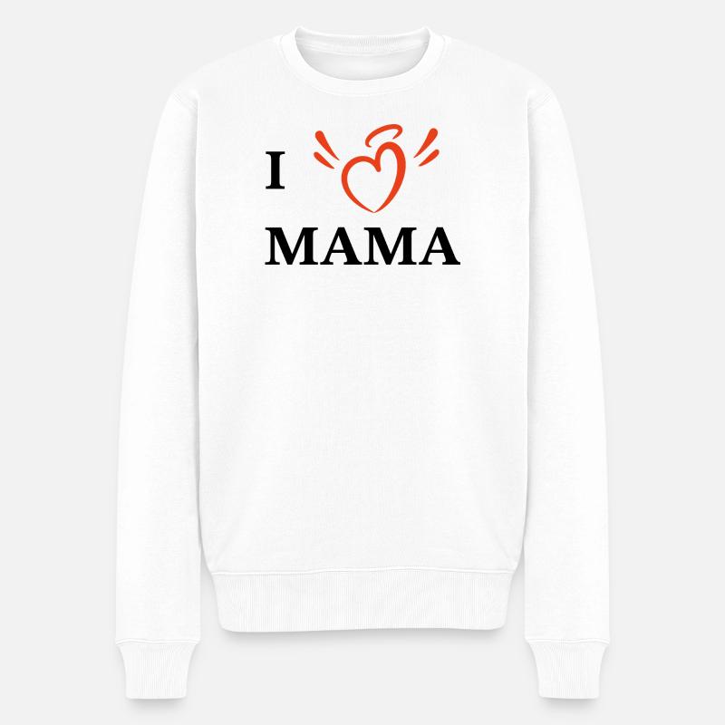 Ich liebe Mama - Männer Premium Bio Pullover - Weiß