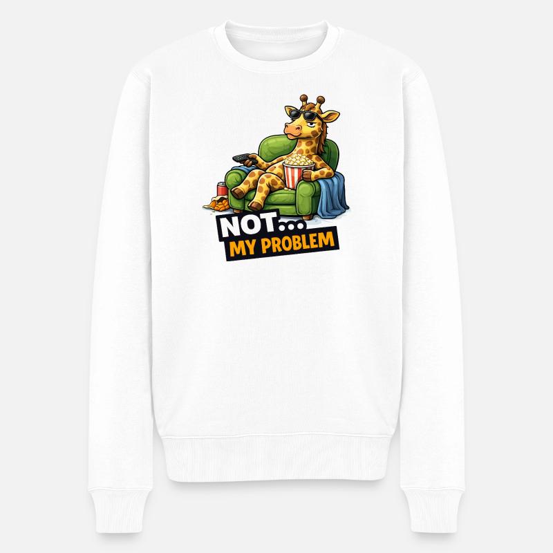 Not My Problem Giraffe Canapé Meme - Pull Premium bio Homme - blanc