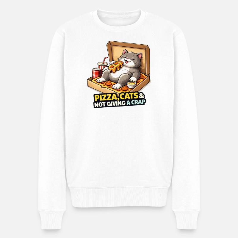 Pizza Cats Attitude - Pull Premium bio Homme - blanc