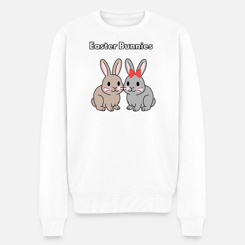 Osterhasen Süßes Hasen-Paar-Shirt - Männer Premium Bio Pullover - Weiß