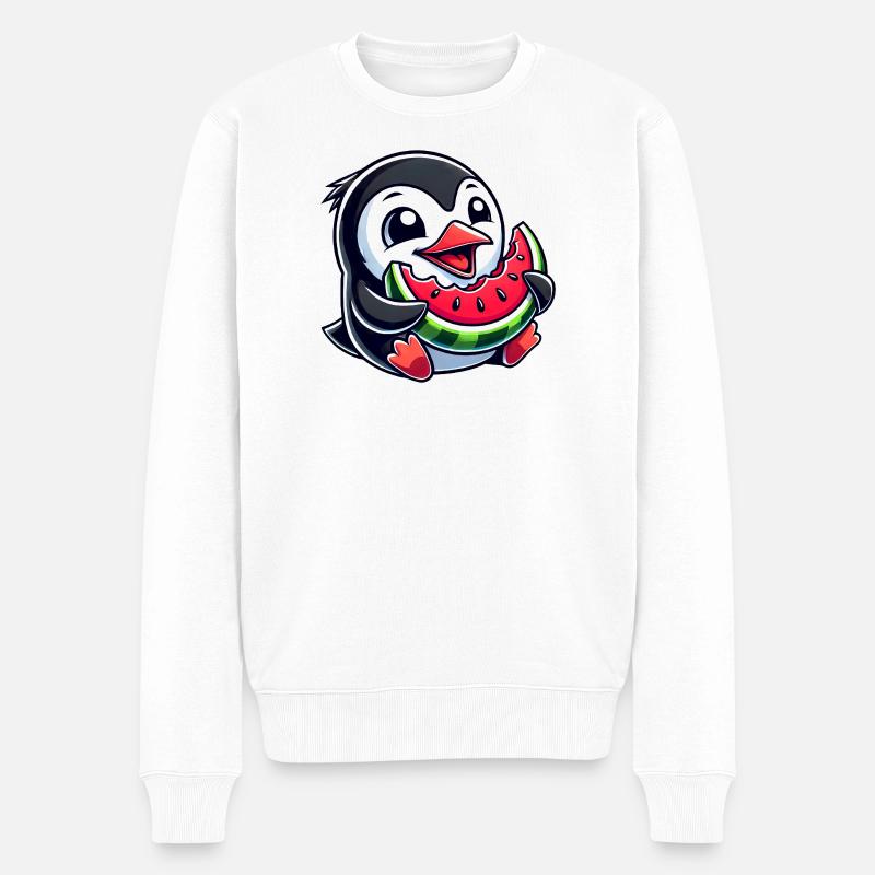 Pingouin avec pastèque fruit d’été - Pull Premium bio Homme - blanc
