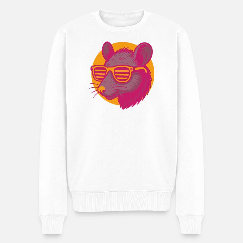 Rat avec des lunettes de soleil - Pull Premium bio Homme - blanc