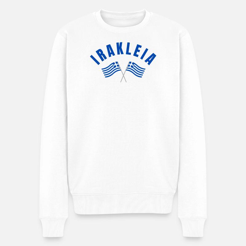 Emblème des drapeaux grecs de l’Irakleia - Pull Premium bio Homme - blanc