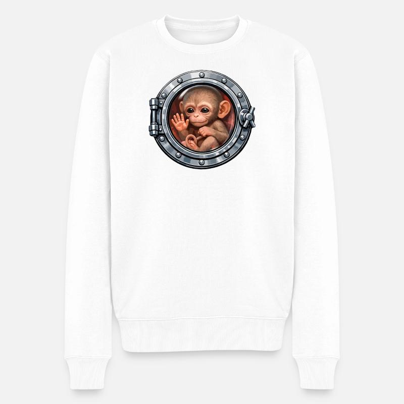 Affenbaby in Metallluke - Männer Premium Bio Pullover - Weiß