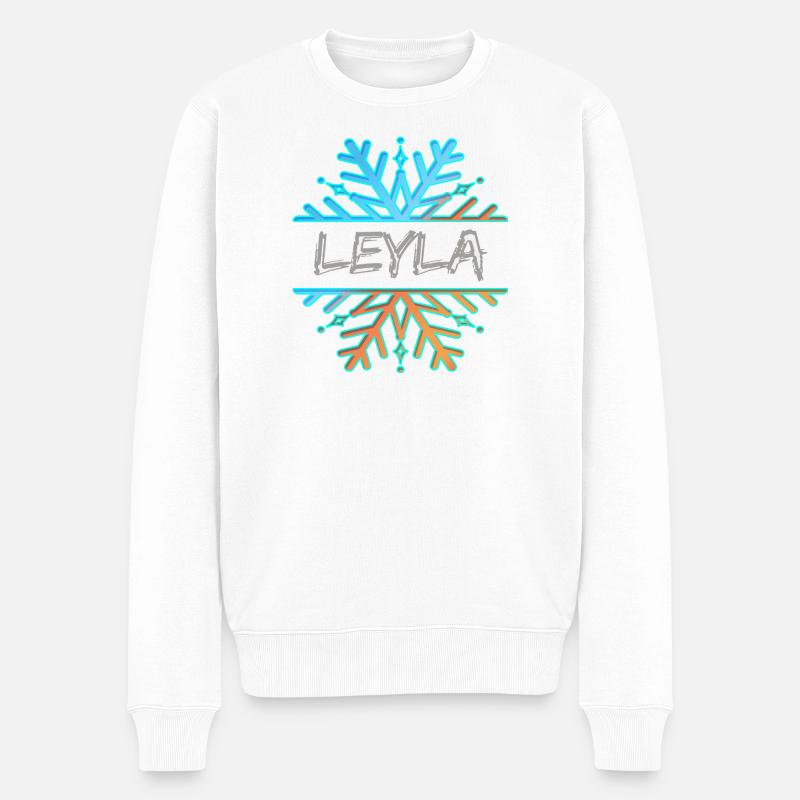 Vorname Leyla - Männer Premium Bio Pullover - Weiß