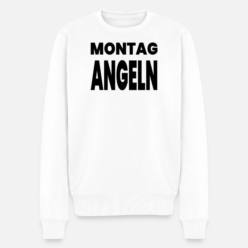 Angeln - Männer Premium Bio Pullover - Weiß