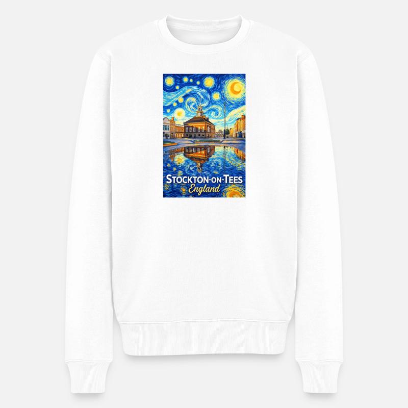 Stockton Starry Town England - Männer Premium Bio Pullover - Weiß