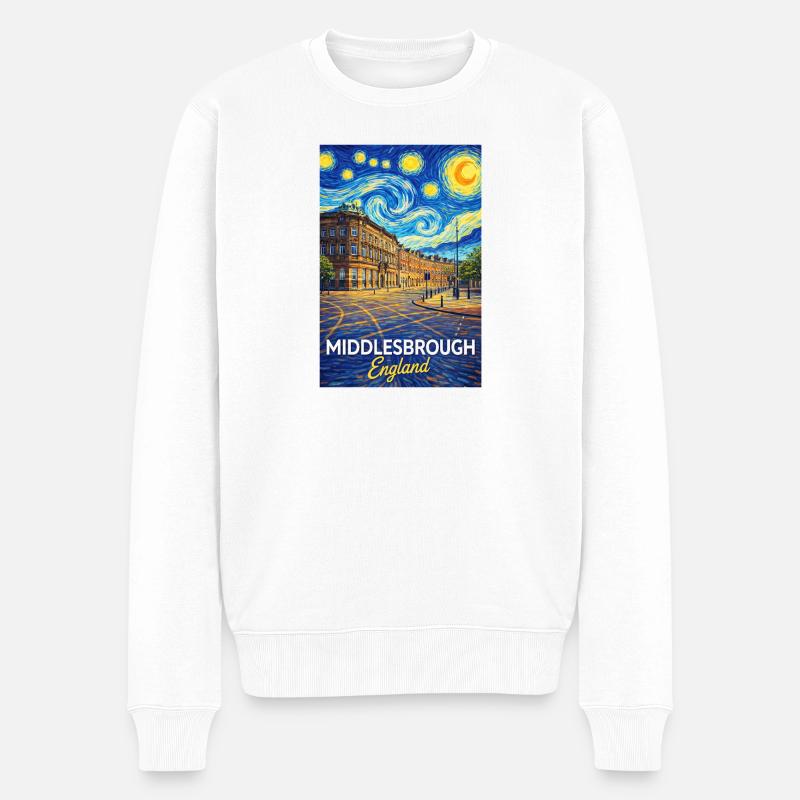 Middlesbrough, Angleterre, style étoile urbaine - Pull Premium bio Homme - blanc
