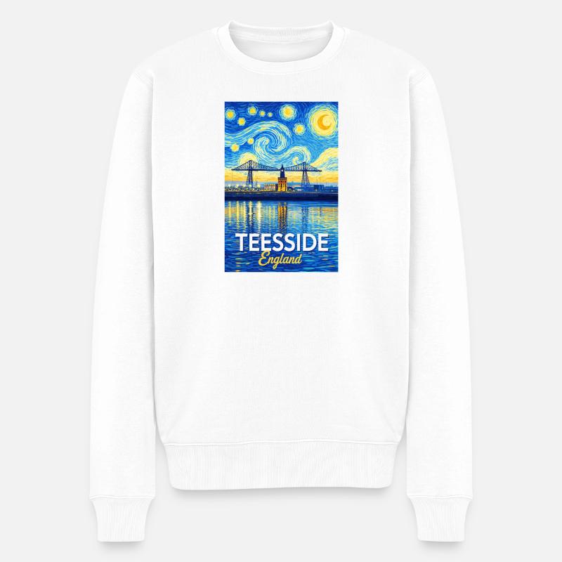 Pont néon de Teesside en Angleterre - Pull Premium bio Homme - blanc