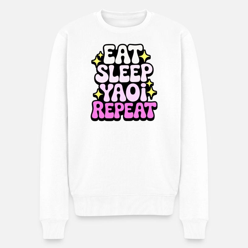 Eat Sleep Yaoi Repeat - Männer Premium Bio Pullover - Weiß