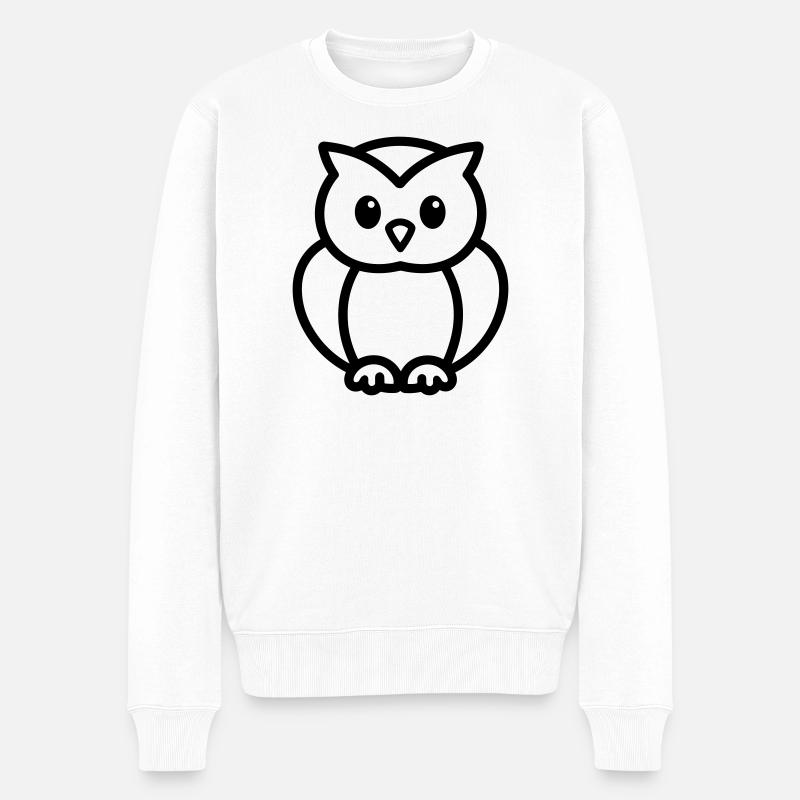 Eule - Männer Premium Bio Pullover - Weiß