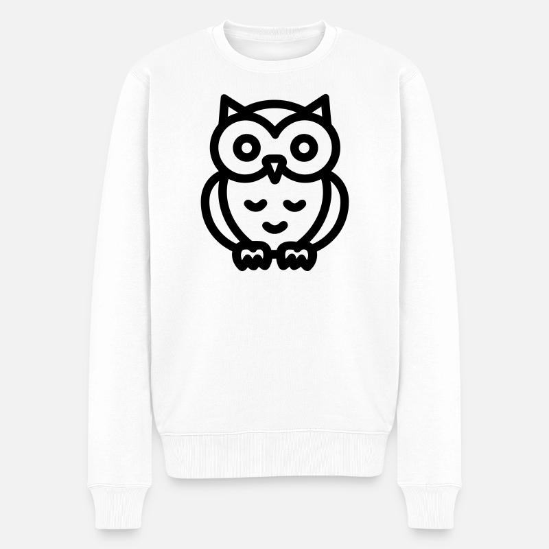 Eule - Männer Premium Bio Pullover - Weiß