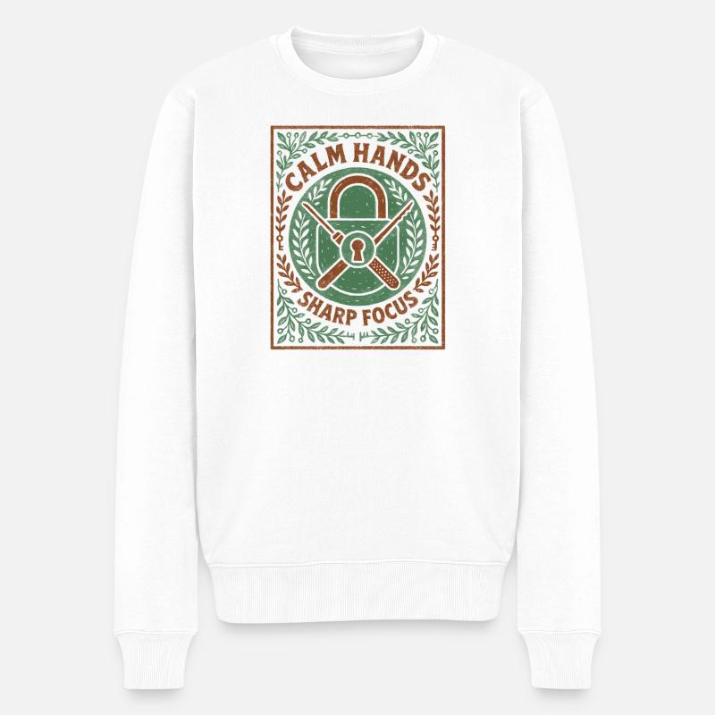 Mains stables : Concentration | Locksport Motivation - Pull Premium bio Homme - blanc