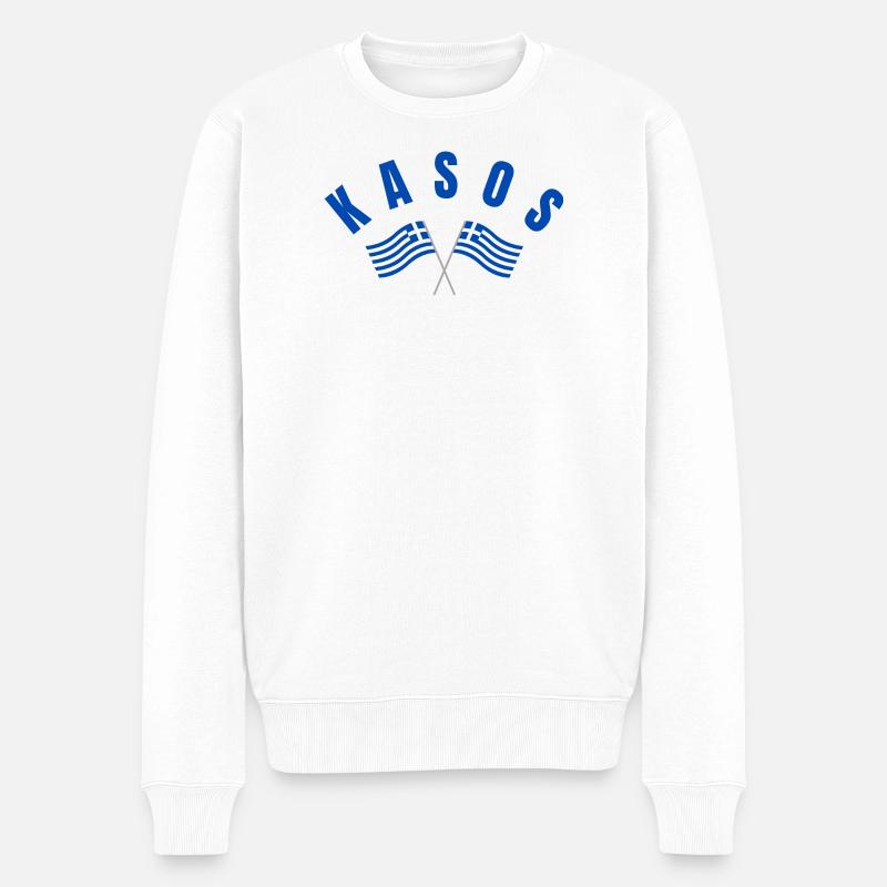Kasos kreuzte griechische Flaggen - Männer Premium Bio Pullover - Weiß