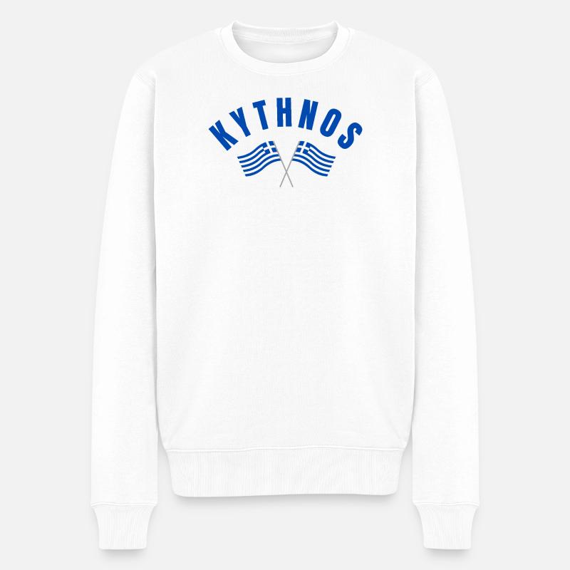 Drapeaux grecs de Kythnos - Pull Premium bio Homme - blanc