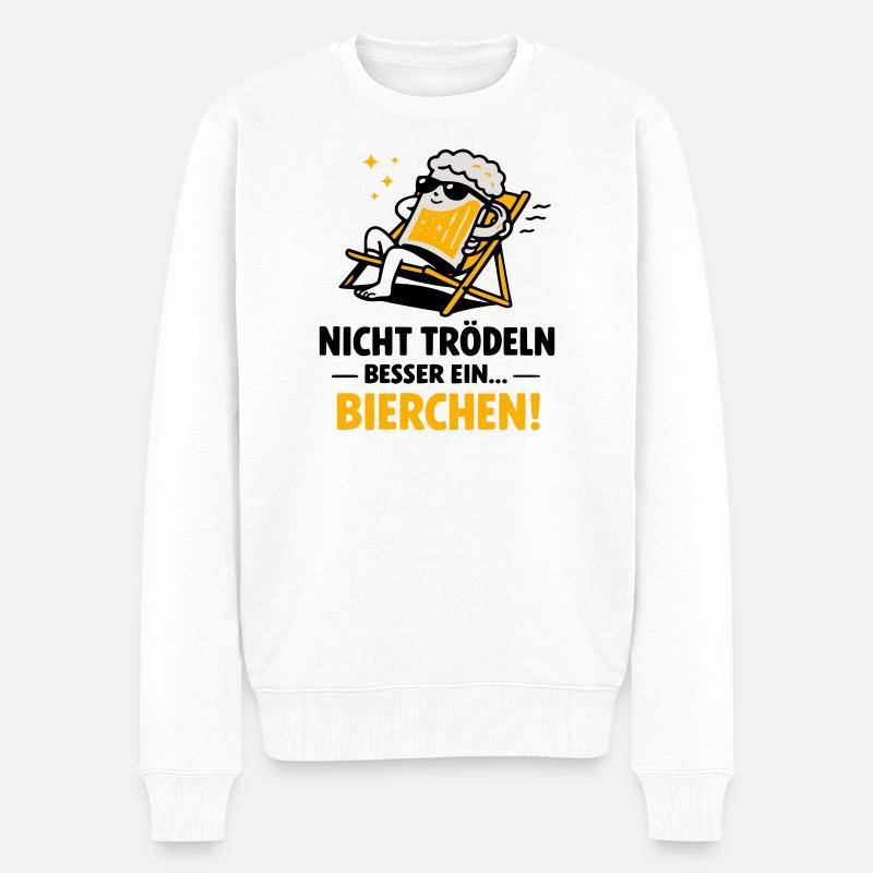 Bierchen Lounge: Feierabend-Motiv - Männer Premium Bio Pullover - Weiß