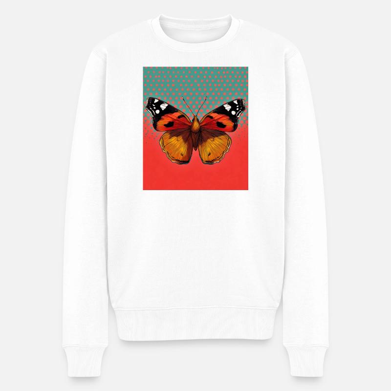 Schmetterling - Männer Premium Bio Pullover - Weiß
