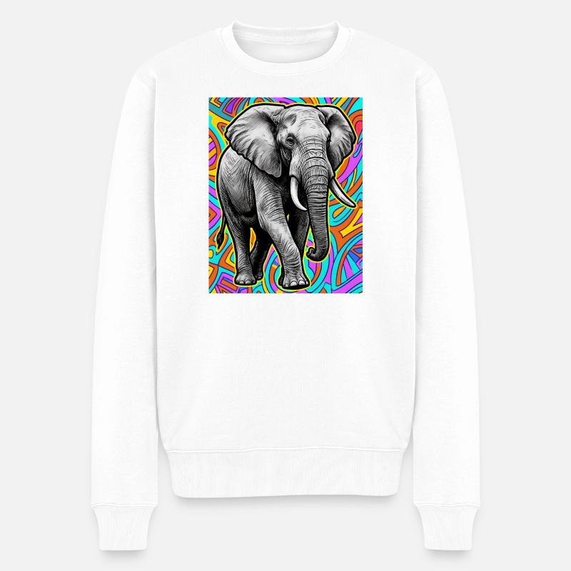 Elefant - Männer Premium Bio Pullover - Weiß
