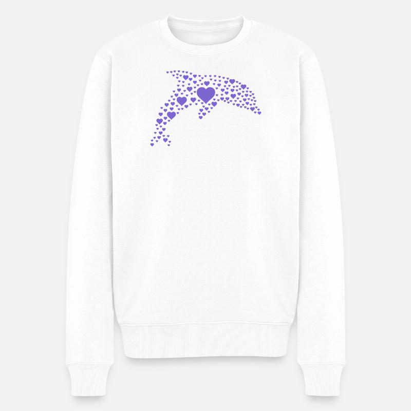 dolphin_hearts - Männer Premium Bio Pullover - Weiß